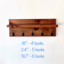 Wood Coat Hook Rack, Entryway Key Hook Shelf | Rustic | Modern | Farmhouse