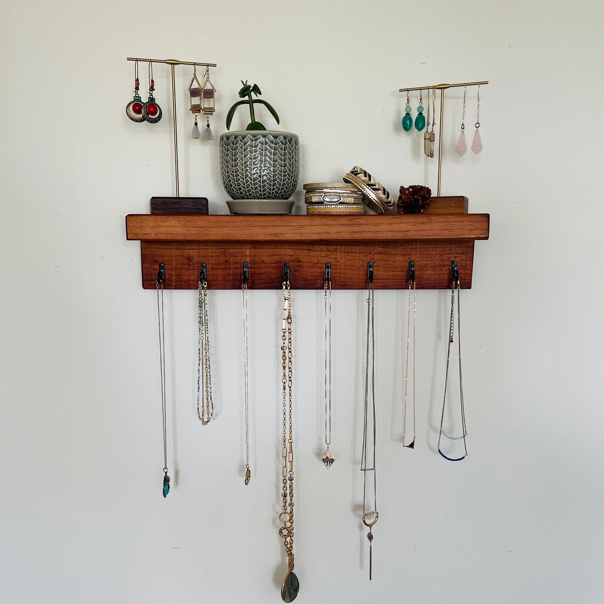 Jewelry Organizer Necklace Holder Wall Mounted Rustic Wood -  Australia