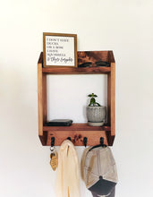 Entryway Storage Shelf with 4 Hooks | Key hook Wall Shelving | Coat Rack