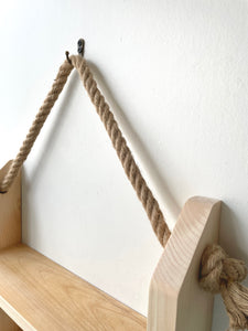 Rustic Rope Shelf, Entry Wall Shelf, Bathroom Storage, Coffee Rack, Décor