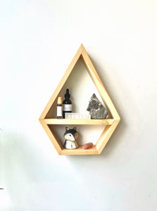 Diamond Shelf, Tear Drop Shaped, Floating Shelving, Wall Décor, Plant Stand, Crystals, Essential Oils