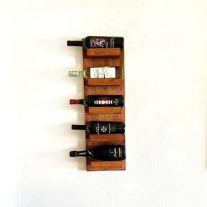 Wall Wine Rack, Rustic Wood, Vertical Tiered Shelf Wine Display