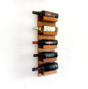 Wall Wine Rack, Rustic Wood, Vertical Tiered Shelf Wine Display