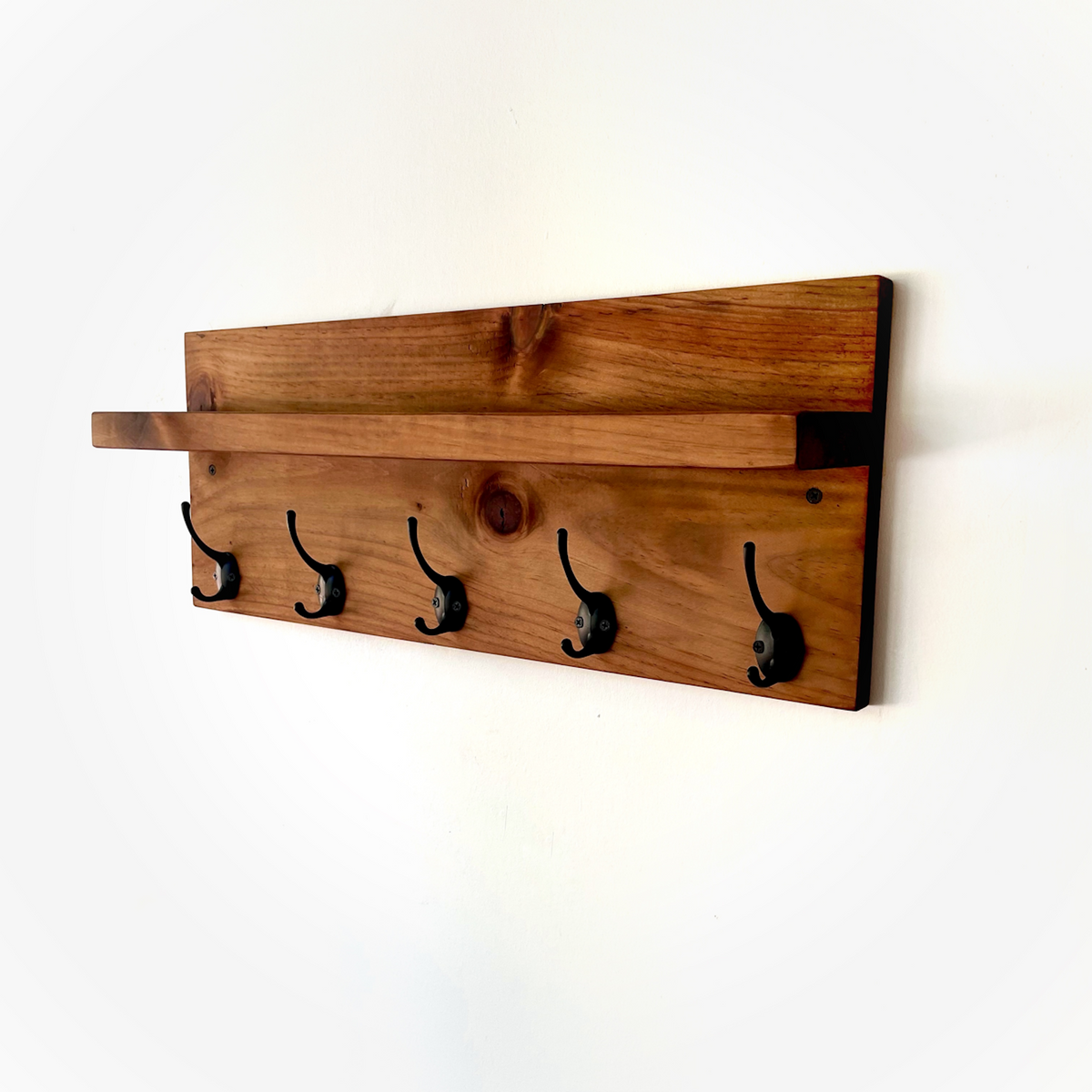 Wood Coat Hook Rack, Entryway Key Hook Shelf Rustic Modern Farmh