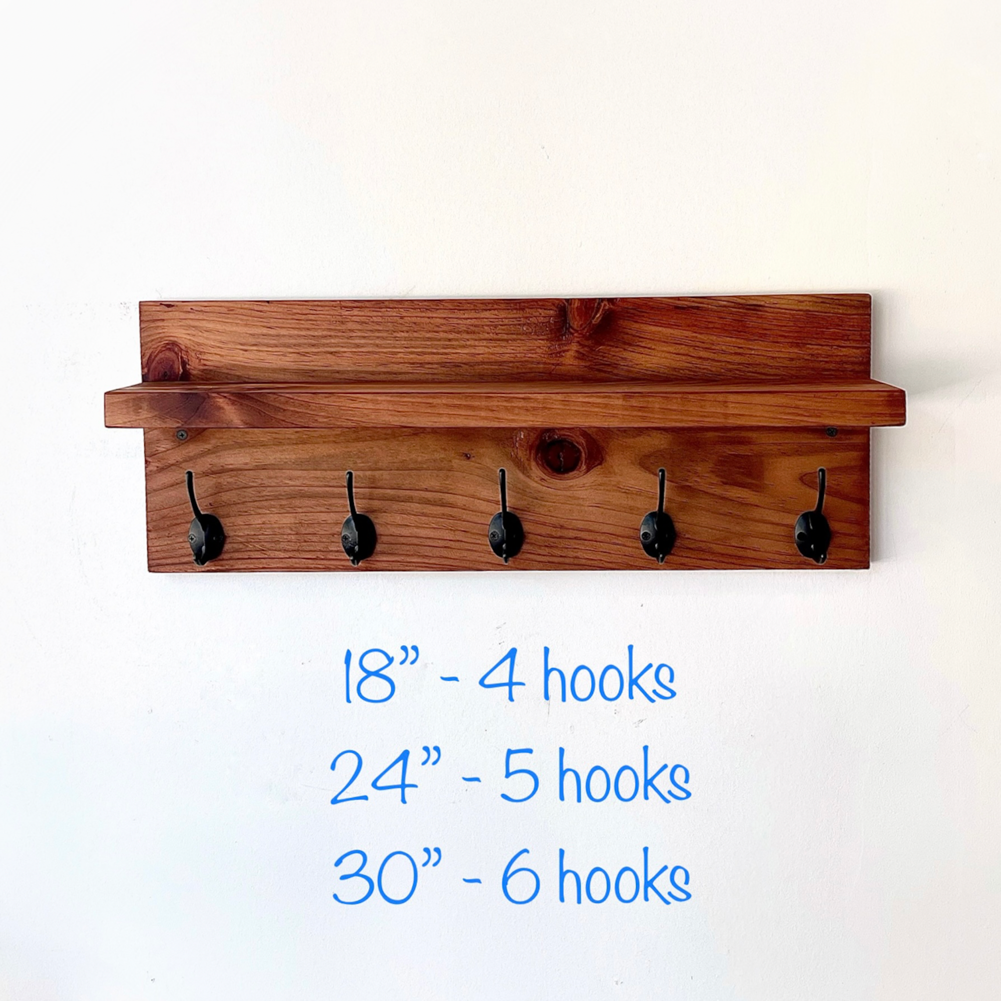 Wood Coat Hook Rack, Entryway Key Hook Shelf, Rustic