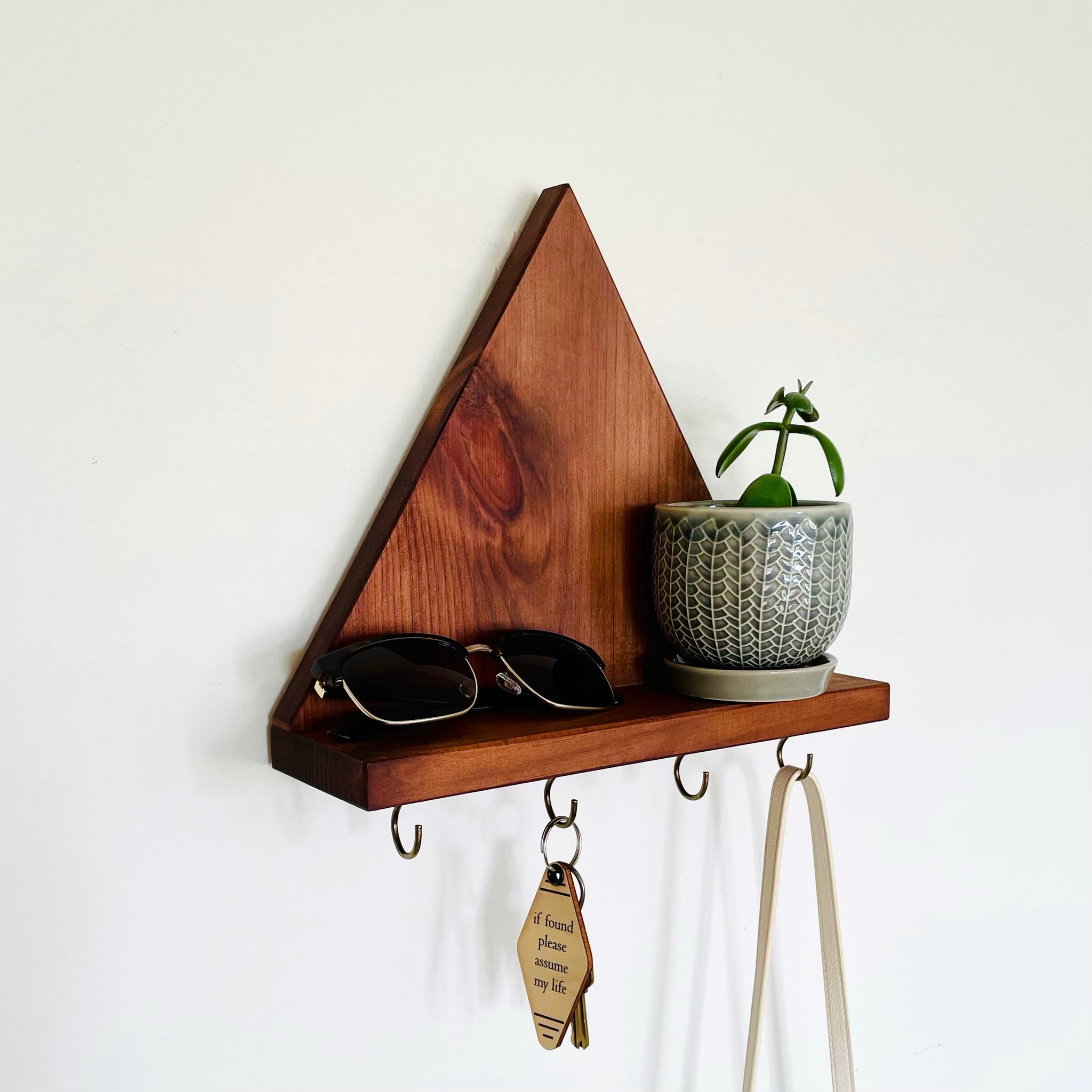 Triangle Keyhook Shelf, Wall Mounted Key Rack