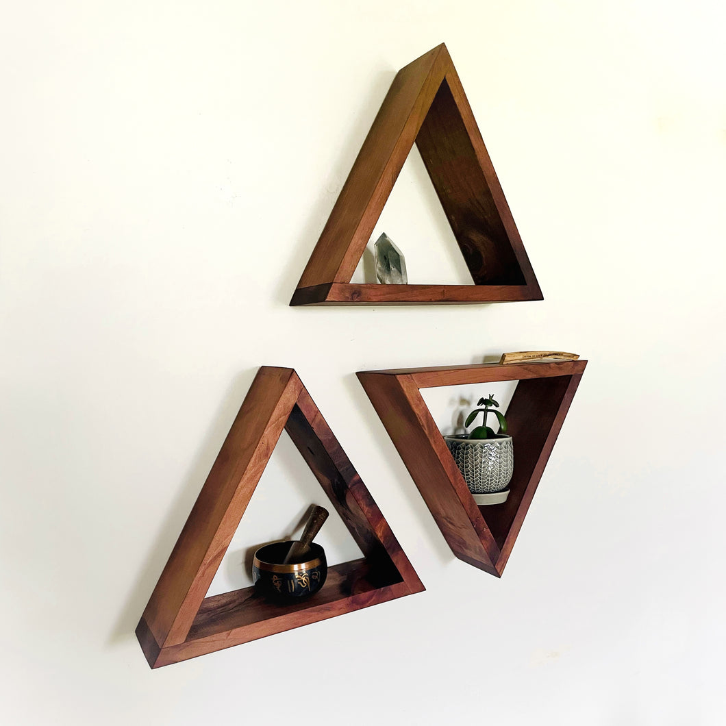 Triangular Shelf Door Triangle Shelves Wall Decor, Single or Set | Geometric Wood Shelf | Fl ...