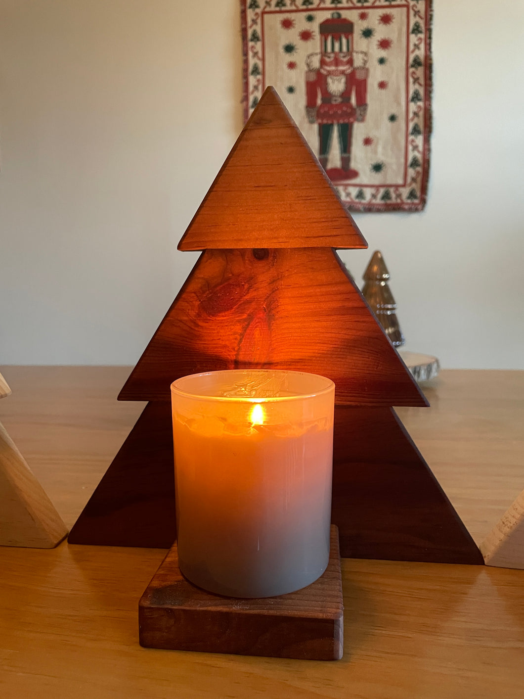 Christmas Tree Candle Holder, Wooden Candle Holder, Decor, Gift