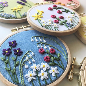Embroidery Kit, Family Flower Garden DIY Embroidery, Choose Your Design Complete Kit
