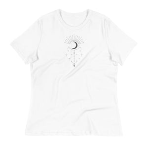 Women's Sunburst Crescent Moon Relaxed T-Shirt